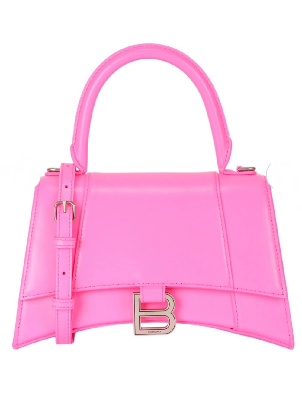 Balenciaga Neon Pink Hourglass Top-Handle Bag